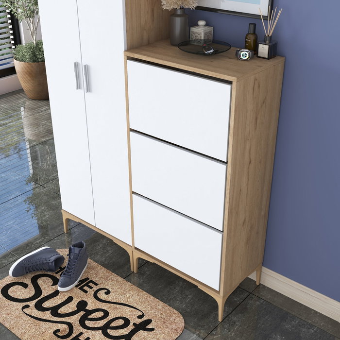 Hanah Home Soporte de Entrada Nogal y Blanco Hanah Home Soporte de Entrada Nogal y Blanco